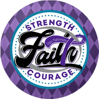 Strength Faith Courage Chiari Malformation Awareness Round Purple Harlequin- Square Metal Sign 8