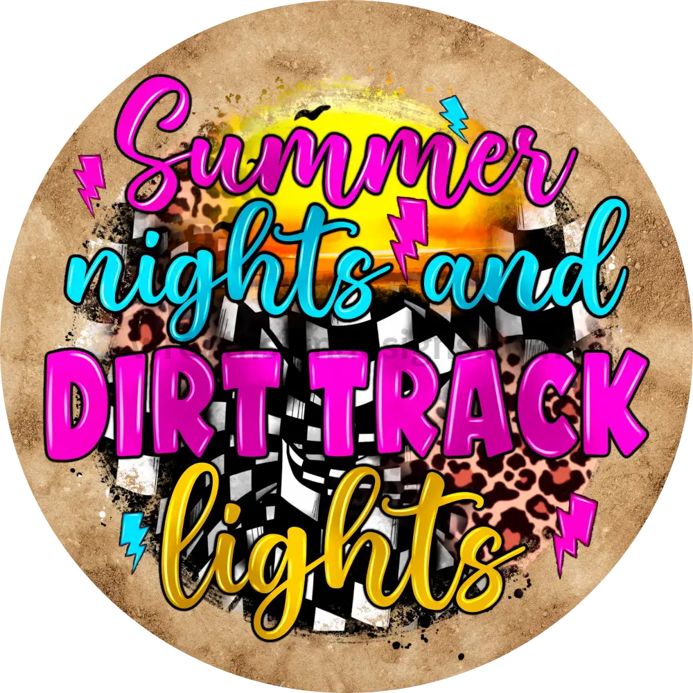 Summer Nights And Race Track Lights- Dirt Track Racing Metal Wreath Sign 6