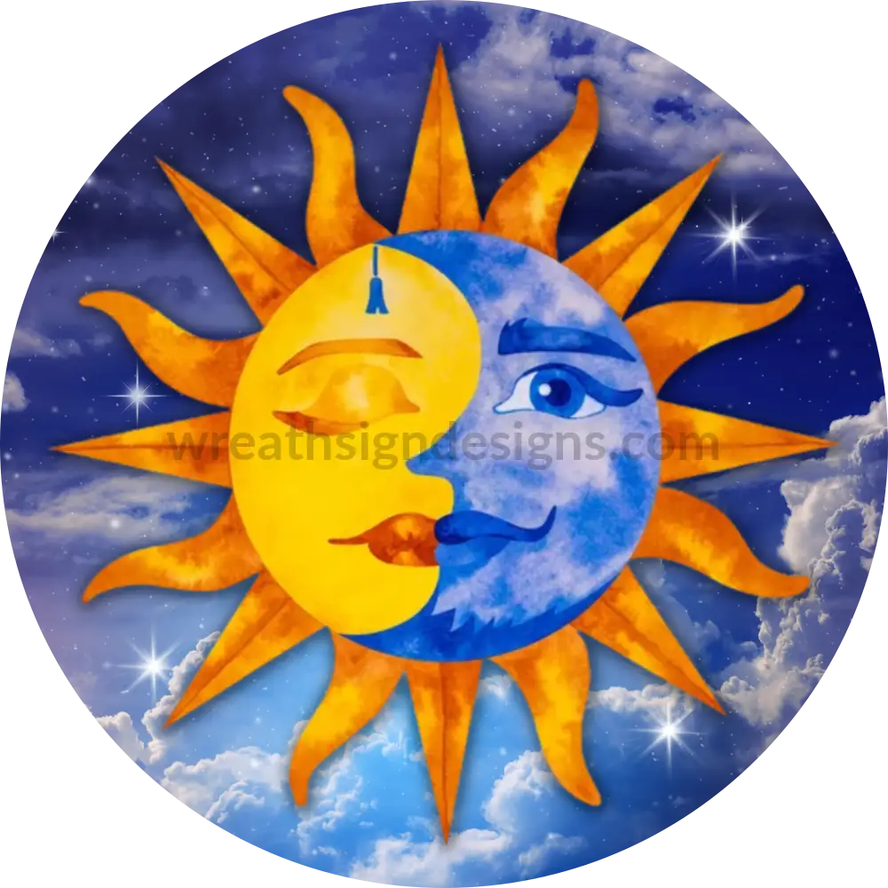 Sun & Moon Round Metal Wreath Sign 8