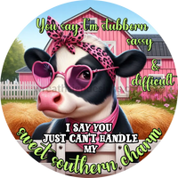 Sweet Southern Charm Sassy Cow Metal Wreath Sign 6’