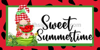 Sweet Summertime Watermelon Gnome 12X6- Metal Sign