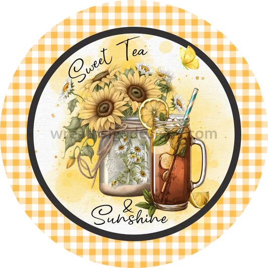 Sweet Tea And Sunshine Summer Metal Wreath Sign