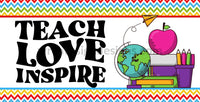 Teach Love Inspire 12X6 - Teacher Back To School Metal Wreath Sign