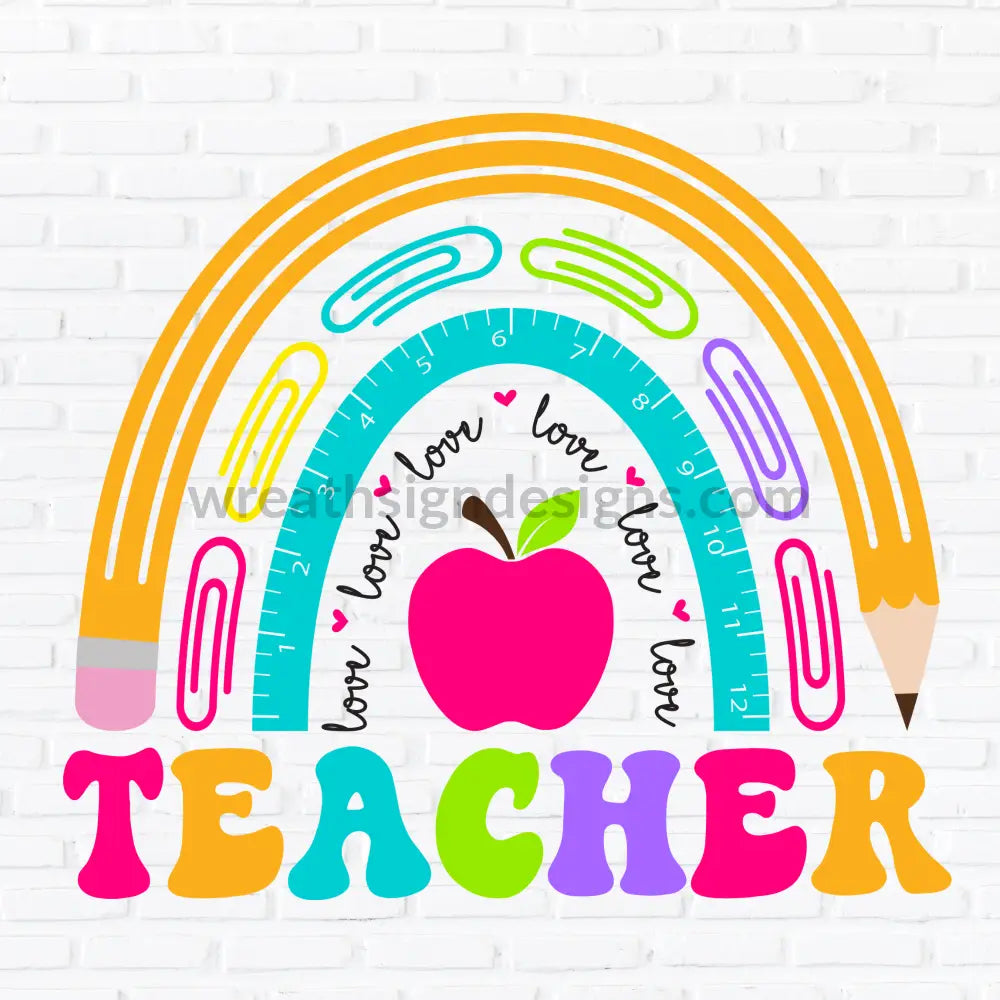 Teacher Rainbow Metal Sign 8 Square