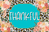 Thankful Leopard And Peach Florals Fall Metal Wreath Sign 12X8 Metal Sign