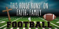 This House Runs On Faith Family And Football - Fall Metal Wreath Sign 12X6 Metal Sign
