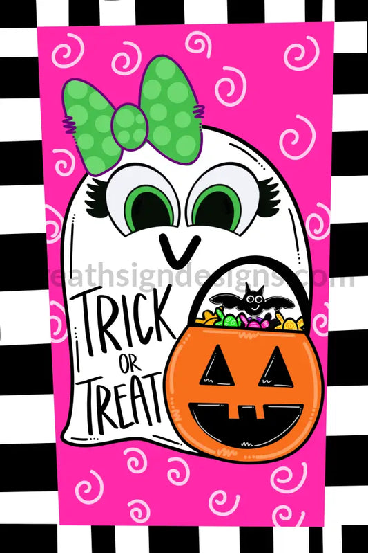 Trick Or Treat-Cute Ghost- Halloween 12X8 Metal Sign