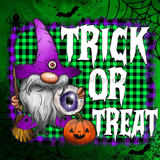 Trick Or Treat Halloween Gnome Metal Wreath Sign 8