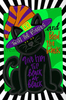 Twist The Bones Cute Witchy Black Cat- Halloween 12X8 Metal Wreath Sign
