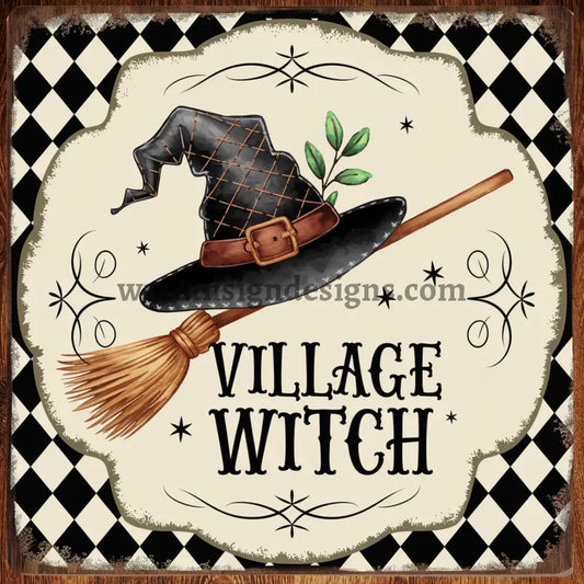 Village Witch- Halloween Witch Hat Metal Wreath Sign MS-1348 8’’