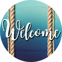 Welcome Blue Ombre Wreath Sign 6