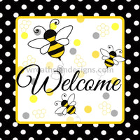 Welcome Bumblebees-Square Metal Sign