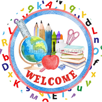 Welcome Classroom Round Metal Wreath Sign 8