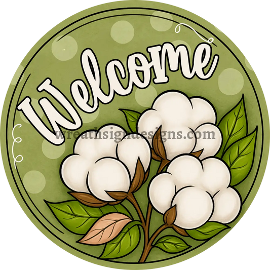 Welcome Cotton - CIRCLE Metal Wreath Sign MS-1250 6’’