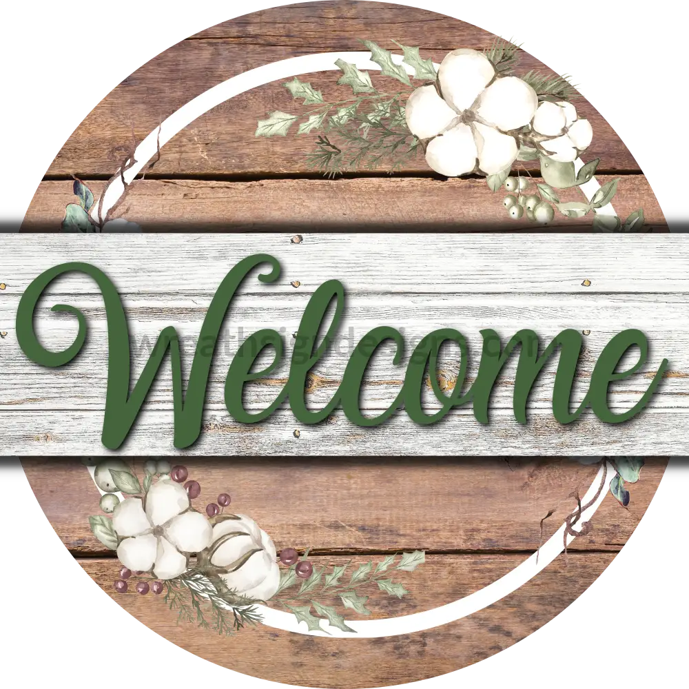 Welcome Cotton On Natural Wood- Round Metal Wreath Sign 8