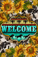 Welcome Cowprint Western 8X12 Metal Sign