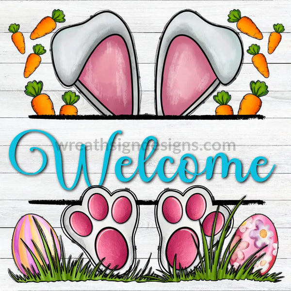 Welcome Easter Bunny Metal Wreath Sign 8