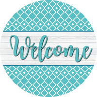 Welcome Everyday Blue And White Metal Wreath Sign 8