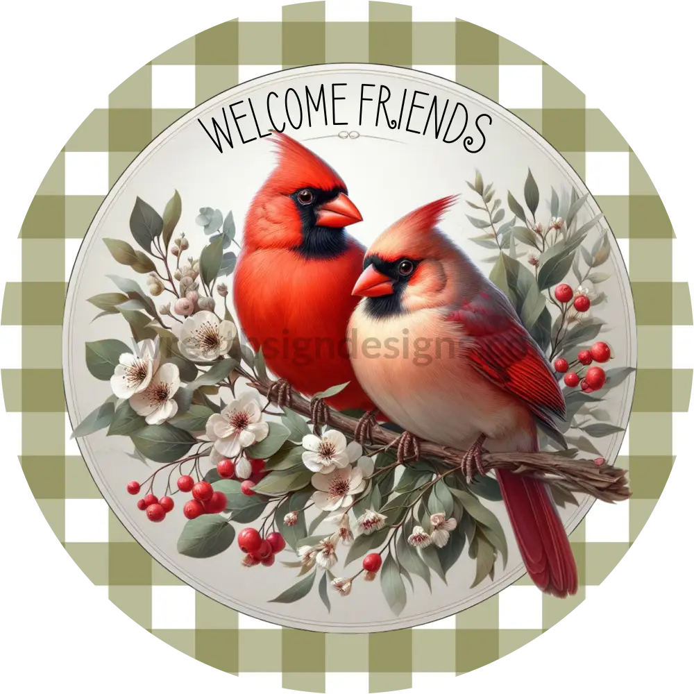 Welcome Friends Cardinals - Metal Wreath Sign Previous Club Release 8’