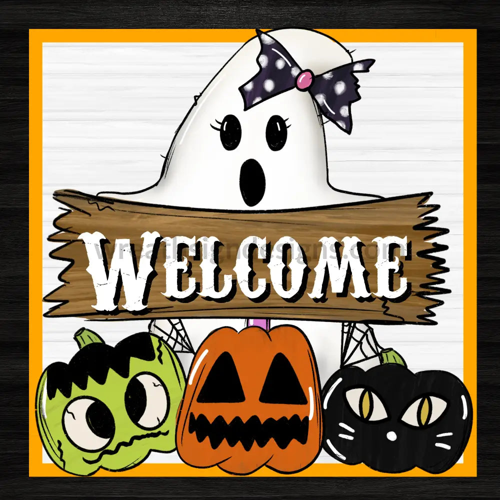 Welcome Ghost Metal Sign 8