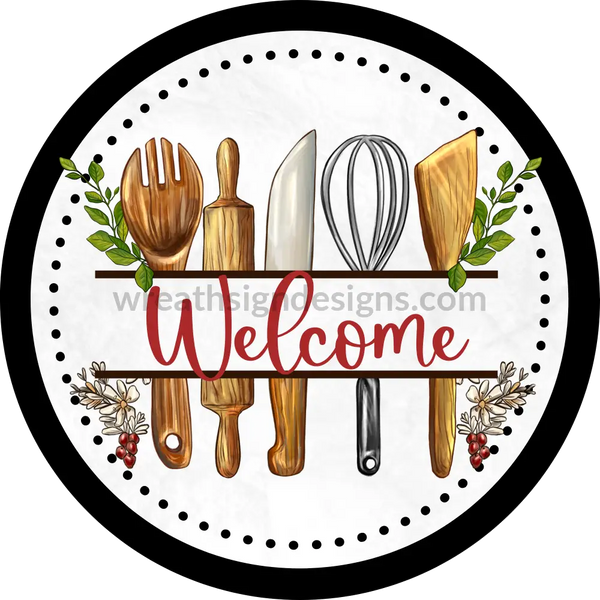 Welcome Kitchen Tools- Chefs Metal Wreath Sign 8
