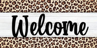 Welcome Leopard Print Circle Metal Sign 12X6