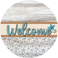 Welcome Nautical Wreath Sign - Metal Sign 6’