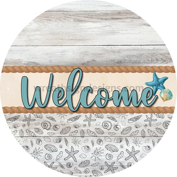 Welcome Nautical Wreath Sign - Metal Sign 6’