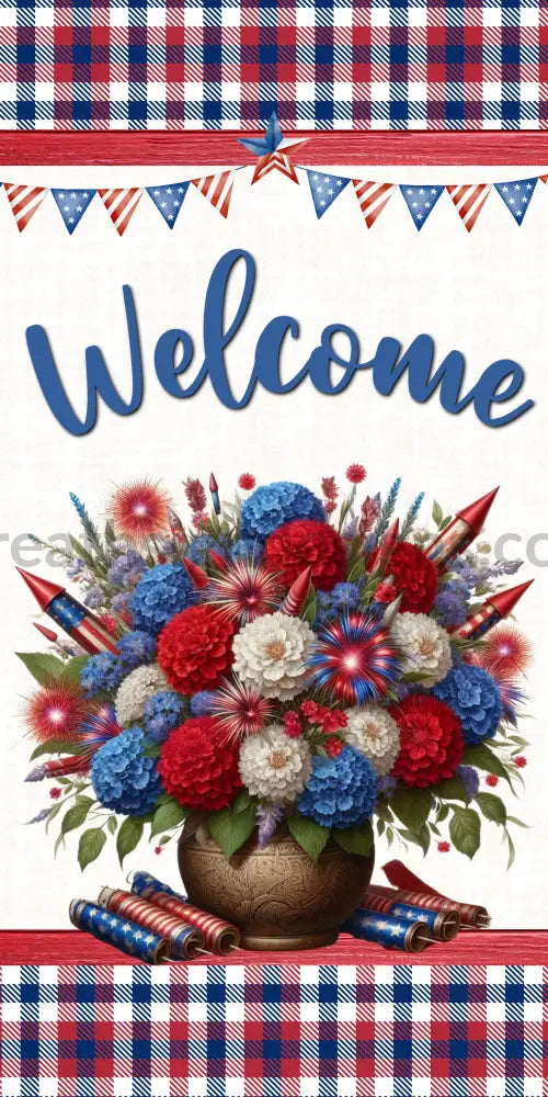 Welcome Rustic Patriotic Flowers 6X12 -Patriotic Truck Metal Sign (Copy)