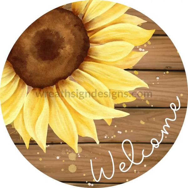 Welcome Sunflower Circle Metal Sign