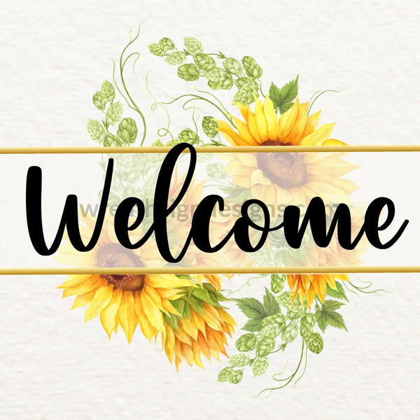 Welcome Sunflower Metal Wreath Sign 8’