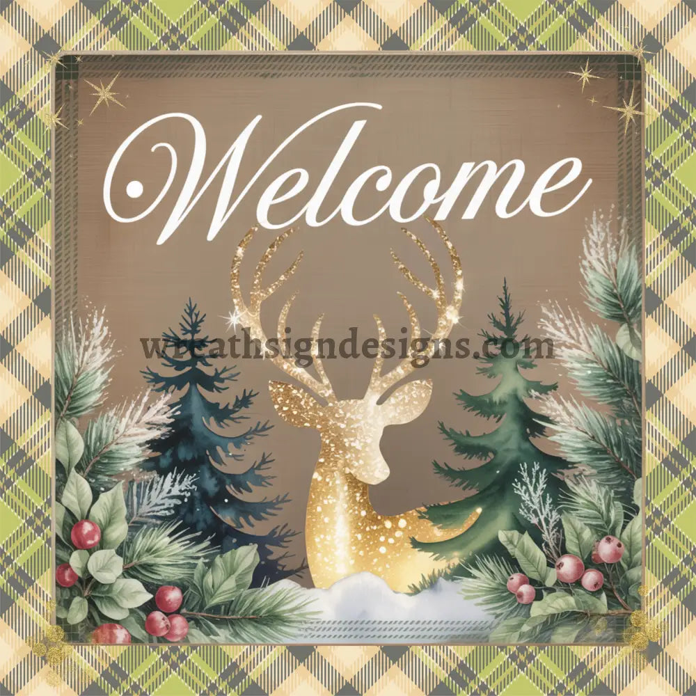 Welcome Winter Deer Metal Wreath Sign MS-1450