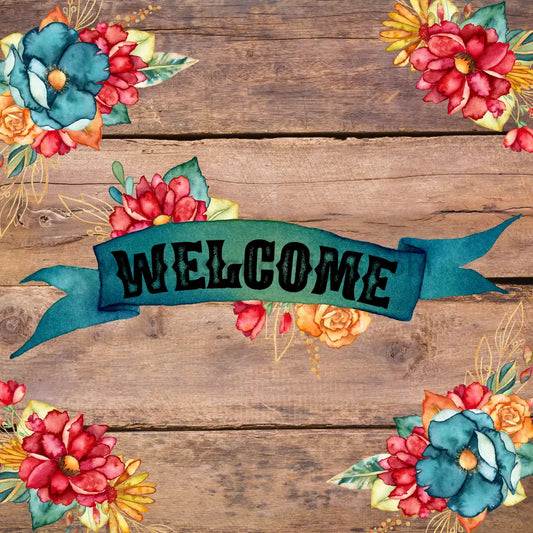 Western Floral Welcome Metal Sign- (Lydia & Kynslee Original) 8 Circle