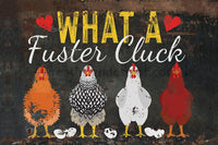 What A Fuster Cluck Chicken Wreath Sign 8X12 Metal