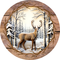 Winter Woodland Deer Metal Sign 6