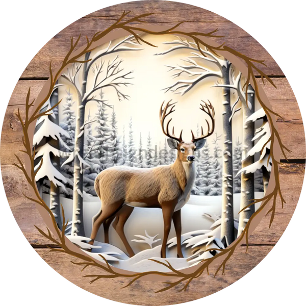 Winter Woodland Deer Metal Sign 6