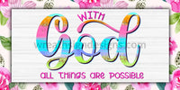 With God All Things Are Possible 12X6-Christian Faith Metal Wreath Sign 12X6 Metal Sign