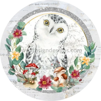 Woodland Owl Silver- Round Metal Sign 6 Circle